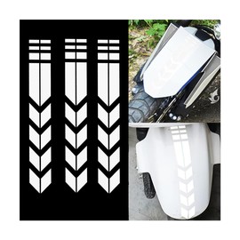 Adunsiaoto 3 Pieces Motorcycle Front Fender Stickers, Motorbike Waterproof Reflective Stripes Decals, Cool Stylish Motorcycle Sticker, Reflective Motorbike Fender Decals Decoration(White)