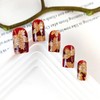 24Pcs Fall Press on Nails Medium Square Fake Nails Gold