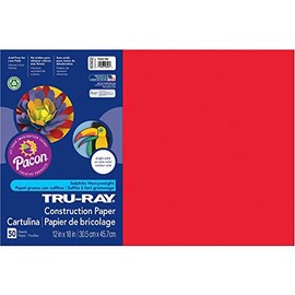 Tru Ray 12 X 18 Festive Red 50 Sht Arts & Crafts Construction Paper Paper Pac103432 Pacon Corporation