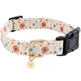 Faygarsle Cotton Designer Dogs Collar Cute Flower Dog Collars for Girl Female Small Medium Large Dogs with Flower Charms XS