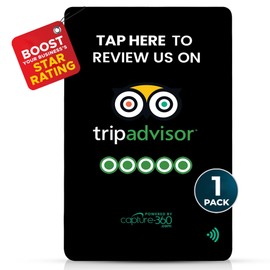 TripAdvisor NFC Review Card - Digital Business Signage, Acrylic Desk Display, Customizable NFC Tag for Effortless Feedback Collection, Quick Activation, Small Business Compatible - Black (Pack of 1)