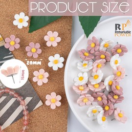 RP Remarkable Power, 30 Pack Flower Push Pins Thumb Tacks Cute Pushpin Decorative Thumbtacks for Cork Board Photo Wall Bulletin Board