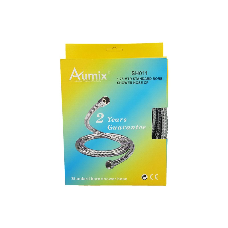 Aumix 1.75 Metres Long Replacement Shower Hose Standard Bore Stainless