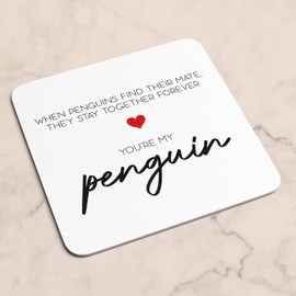 You're My Penguin Coaster - Valentine's Day Anniversary Romance Love Devotion Couple Girlfriend Boyfriend Partner Kitchenware Home Decor Gifts Presents (White Prime)