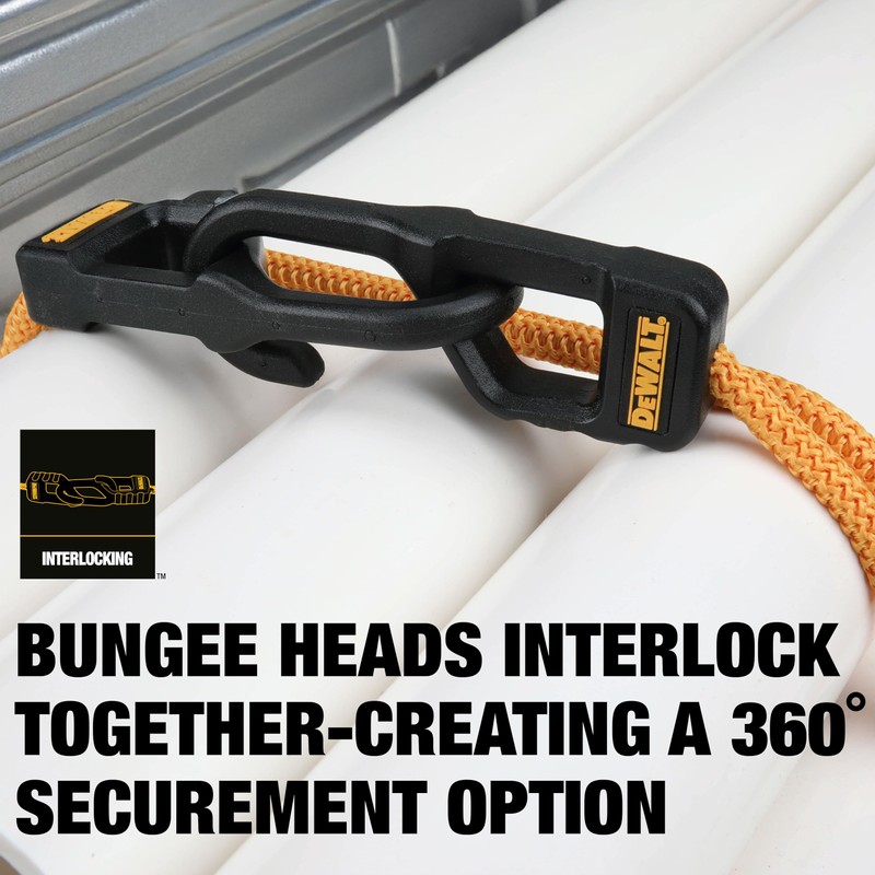 DEWALT DXBC300244 Black/Yellow 24” Premium Heavy-Duty Bungee Cords, 4 Pack