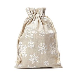 12 Canvas Bags with Snowflake Design and Cotton Drawstring, Canvas Pouches, Advent Calendar, Gift Packaging, Christmas Bag, Snow Motif