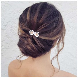 Yheakne Flower Wedding Hair Pins Gold Flower Hair Pins Barrette Vintage Hair Clip Pins Decorative Bobby Pin Boho Hair Clip Bridal Hair Accessories for Women and Girls 2 Pieces (without Pearl)