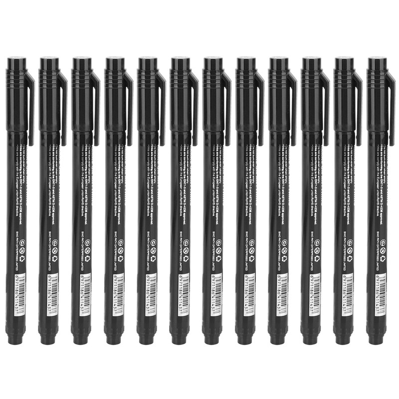 12pcs Micron Liner Fine Tip Marker Pen Black Water Based