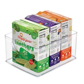 iDesign Pantry Organizer Bins with Handles - Storage Bins for Cabinets or Fridge - Set of 4 - Clear