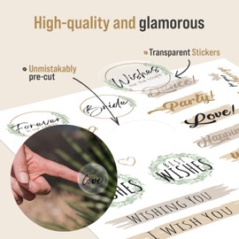 colortouch Stickers Wedding Guest Book (325 Designs), Wedding Stickers for Photo Album, 10 Sheets Wedding Stickers for Scrapbook, Vintage Wedding Decoration, Wedding Scrapbook Vintage Decoration with