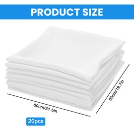 BAIFULAI Pack of 20 Baby Burp Cloths, 50 x 80 cm, Muslin Cloths, Absorbent and Breathable Muslin Nappies, Burp Cloths, Cloth Nappies for Cleaning, Wiping and Covering Newborns, Washable up to 95 °C