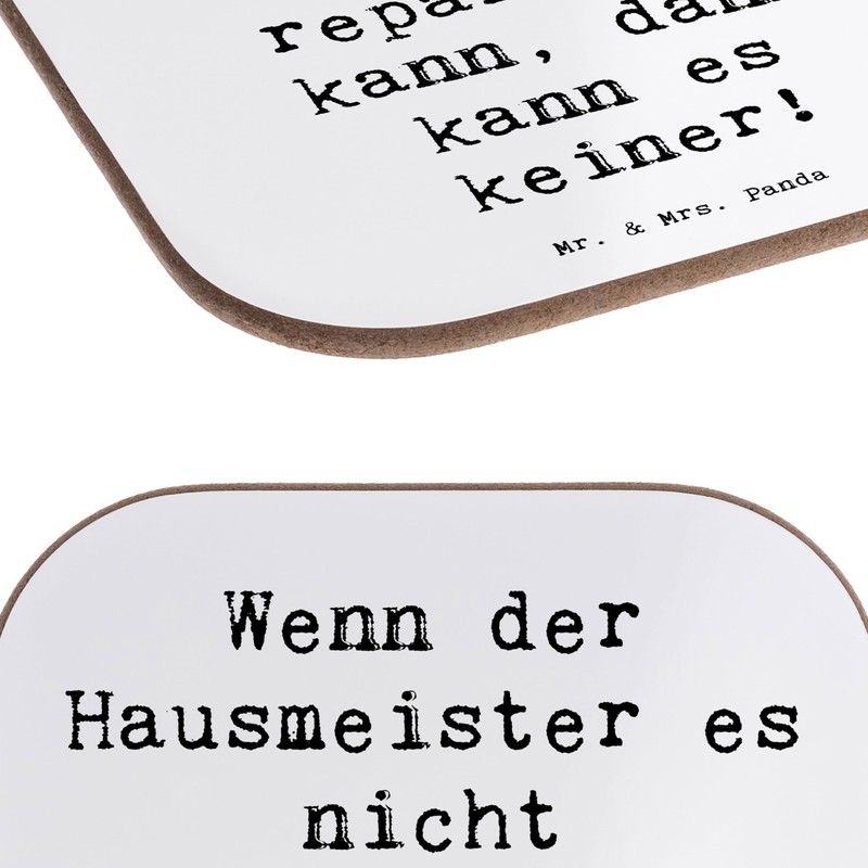 Mr. & Mrs. Panda Drinks Coaster Saying Hausmeister Hilfe -