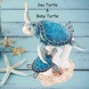 Sea Turtle Decor Figurine Blue Turtles Swimming on Coral Reef