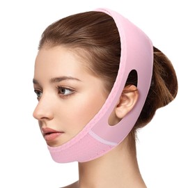 Fonyiunce V Face Masks, Reusable V-Line Mask, V-Line Lifting Chin Strap, Face Slimming Strap, Face Contouring Sleeping Anti-Wrinkle Band, Can Be Used Anytime (Pink)