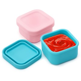 LELE LIFE Leakproof Silicone Salad Dressing Container To Go, 2Pcs 3.4oz Thickened Dip Containers for Lunches, Sauce Condiment Containers with Lids, Small Snack Containers for Fruit Nuts