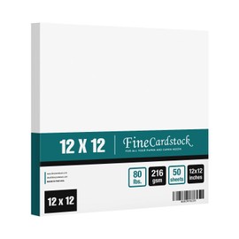 12" x 12" Square Cardstock | 80lb Cover White Thick Card Stock Paper - Smooth Finish | For Scrapbooking, Arts and Crafts, Wedding Invitations, Bussines Cards | 50 Cards Per Pack
