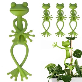 Frosch Pflanzenstütze 4er Set - Pflanzenhalter für Kletterpflanzen, Pflanzenklammern, Pflanzenclips Frosch, für Topf, Beet & Balkon | Stützklammer Für Ranken, Sukkulenten & Blumen