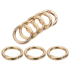 8PCS Round Rings Spring Trigger Hook for Handbag Purse Shoulder Strap, 1.3 Inch Round Carabiner Spring Snap, Mountaineering Camping Backpack Buckle, Keychain (Light Gold)