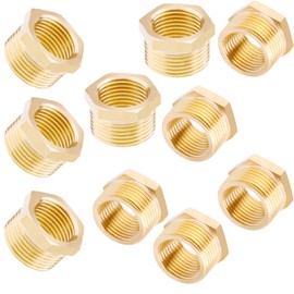 AOPANDA Brass Hex Bushing Reducer, 3/4 NPT Male X 1/2 NPT Female Bushing Adapter Pipe Fitting, (10 PCS).