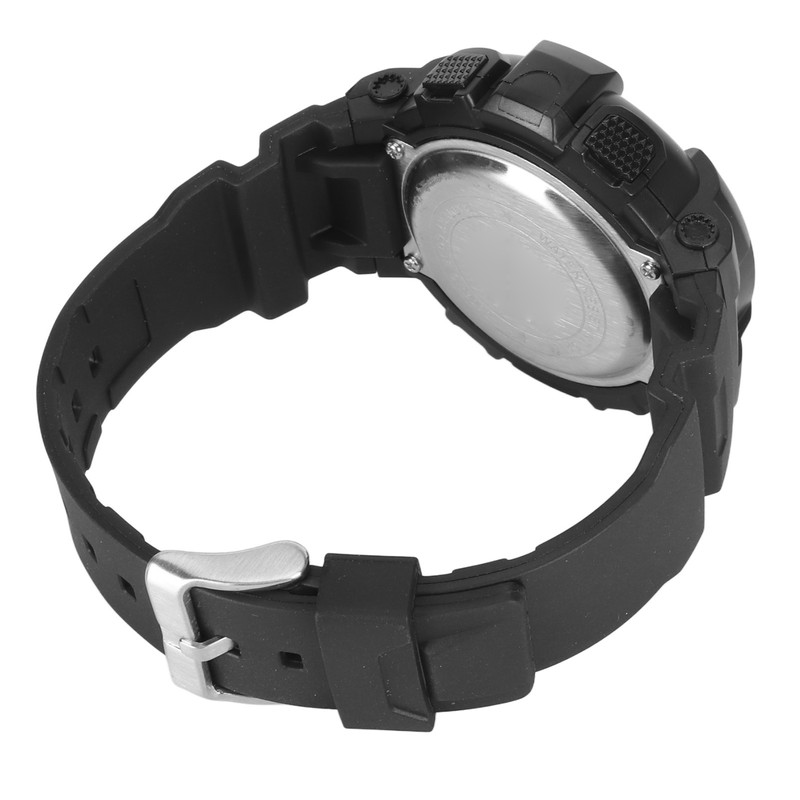 Men Dual Time Sports Watch Outdoor Waterproof PU Strap Digital