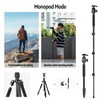Fotopro 66" Camera Tripod, Aluminum Compact Travel Tripod and Monopod