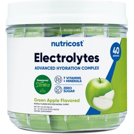 Nutricost Electrolytes Complex, Green Apple Flavored, 40 Stickpacks - Advanced Hydration Complex