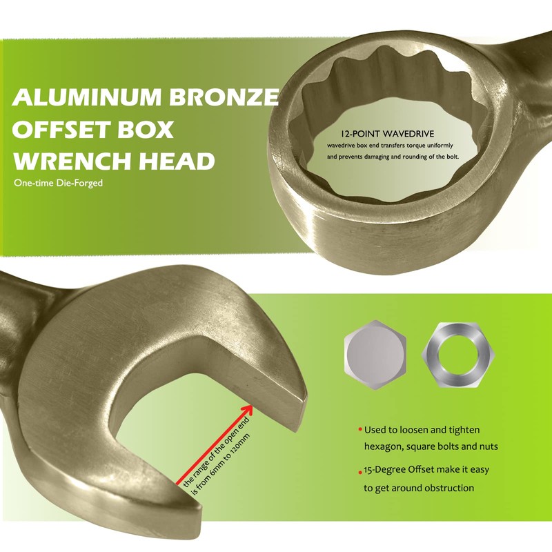 WEDO Non-Sparking Combination Wrench, Spark-free Safety Combination Spanner, Aluminum Bronze,