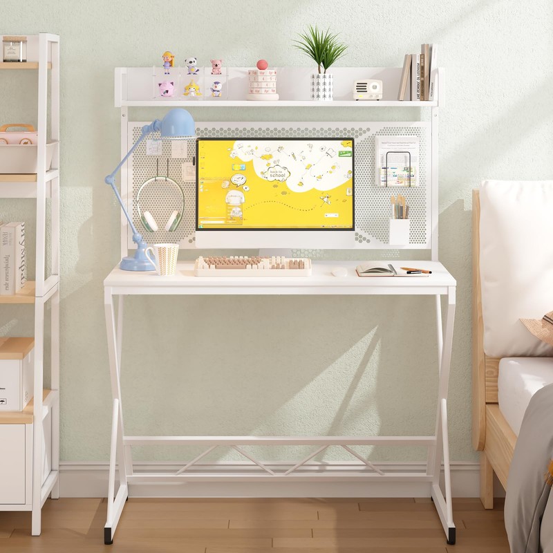 Elephance Small Gaming Desk with Pegboard, 39 Inch Computer Desk