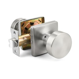 Probrico Passage Door Knobs Interior, Closet Keyless Door Handles for Balcony or Hallway, 1 Pack Square Panel Door Knob in Brushed Nickel Finish