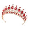 Vofler Queen Tiara Red Crystal Crown for Women Wedding Hair
