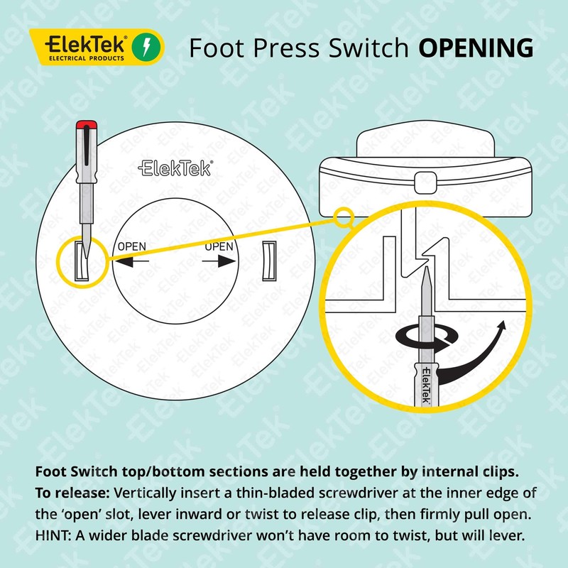 ElekTek Foot Press Switch in Line Push Button 65mm Diameter
