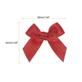 MECCANIXITY 30Pcs Mini Ribbon Bow 1.5" Mini Fabric Satin Ribbon Flower Bows for Craft DIY Sewing Wedding Birthday Party Red