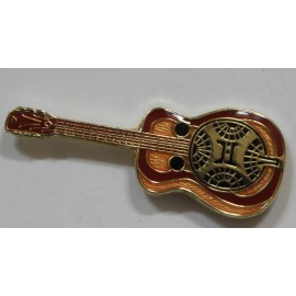 Resonator Guitar Lapel Hat Pin Band Music Melody Tie Tack Biker Country