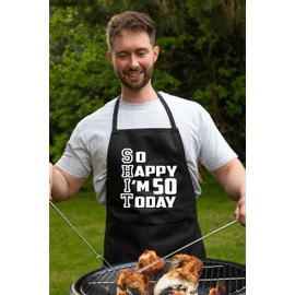 Print4U Apron Funny 50th Birthday Gift For Men & Ladies Turning 50 Present Black