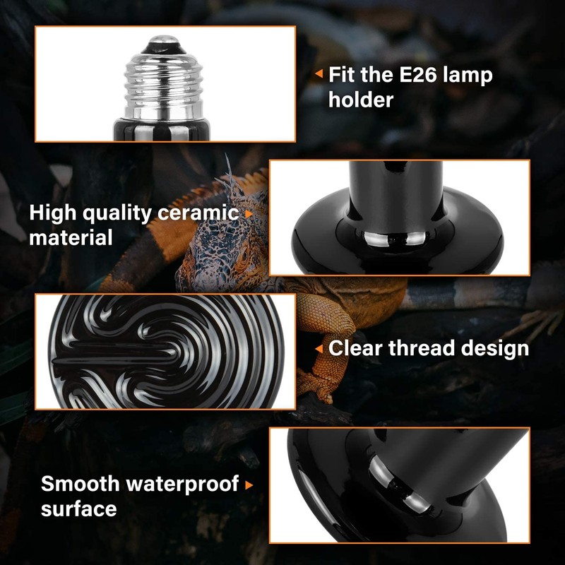 Simple Deluxe 50W Ceramic Heat Emitter Reptile Heat Lamp Bulb