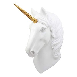 Ebros Gift Abstract White Unicorn with Golden Horn Wall Head Mount Decor 3D Figurine Ancient Rampart Gold Horned Fabled Steed Wall Hanging Decorative Plaque for Nursery or Home 3D Sculpture