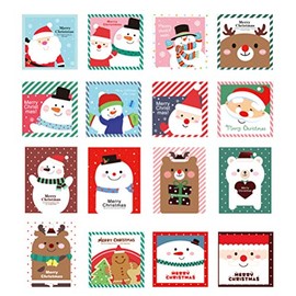 16 Pack Mini Christmas Greeting Cards & Envelopes, Cute Stweety Small Size 4"x 3.5" Merry Christmas Greeting Cards Festival Color (Pack of 16)