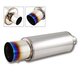 S SIZVER Weld-On Muffler Series 4" JDM Titanium Burnt N1 Tip 2.5" Inlet+Silencer