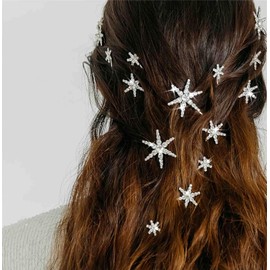 Sparkle Wedding Hair Clips Rhinestone Silver Crystal Wedding Hair Pieces for Brides Cz Bridal Hair Pins Flowers Bridesmaid Barrette Bobby Pins Wedding Hair Accessories Set Jewelry for Women
