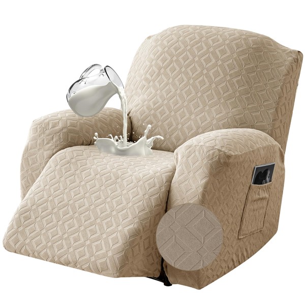 Gennia Waterproof Recliner Chair Cover,Stretch Reclining Sofa Covers with Pockets,Washable