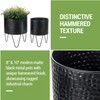 MyGift 8 and 10 Inch Modern Matte Black Metal Planter