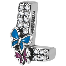 DOLARISE Letter Charms for Bracelets, 925 Sterling Silver Bead Charm Brithday Pendant Jewerly Gift for Women Girls Mother Family Friend, Silver