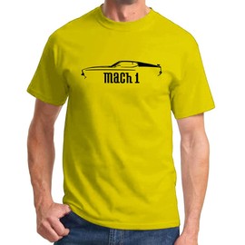 1971 1972 Ford Mach 1 Mustang Classic Outline Design Print Tshirt Medium Yellow