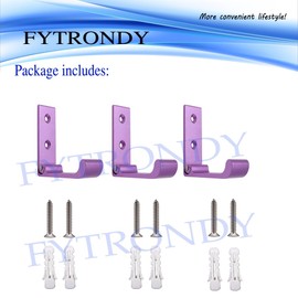 FYTRONDY 3" Foldable Coat Hooks Wall Mounted Hanging Hooks Heavy Duty Aluminum Alloy Hooks for Bedroom Living Room Entryway Corridor Kitchen Bathroom (Purpcolor, Large 3 Pack)