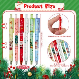Auzlya Christmas ballpoint pen, 12 Christmas gel ink pens, cartoon, Christmas ballpoint pen, Christmas gifts, small items, Christmas party gifts, bag fillers, random colour pattern