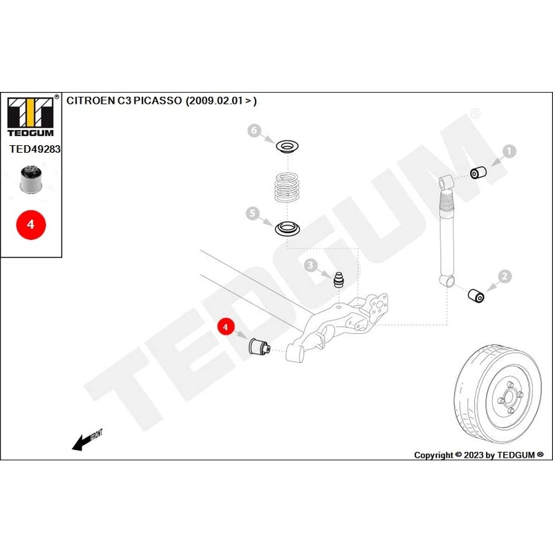 TEDGUM TED49283 REAR SUPPORT BUSHING (LEFT/RIGHT)