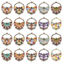 Stiesy 20Pcs Bohemian Style Enamel Charms Antique Round Connector Charm Vintage Chandelier Components Links for Boho Jewelry Making DIY Crafts