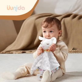 uunida baby Manta de Apego para Bebe con Sonajas para Bebe 0 a 3 Meses - Juguetes para Bebe de 0 a 6 Meses con Mordedera para Bebe - Peluches para Bebe - Súper Suave con Sonidos (Conejo Blanco)