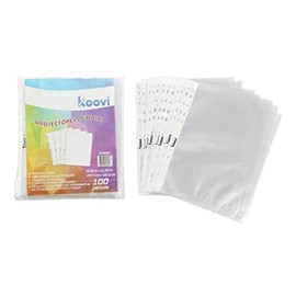 Koovi | 100 piezas de protector de hojas transparentes, protectores tamaño carta con 11 perforaciones ideales para carpeta, protege todos tus documentos de salpicaduras