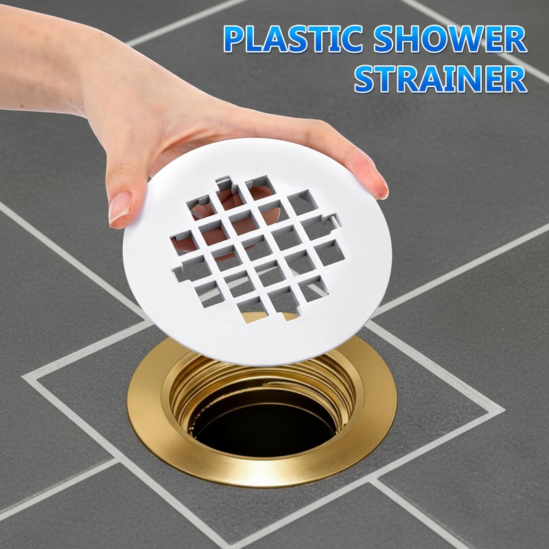 2 Pack 4-1/4 Snap in Shower Drain Cove White,PVC Plastic